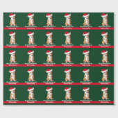 サンタハットのクリスマスコルギかわいいカスタム緑色 ラッピングペーパー (フラット)