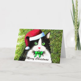 サンタハットのクリスマスタキシード猫 シーズンカード