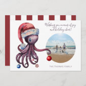 サンタハットのクリスマスタコ航海の写真 シーズンカード (正面/裏面)