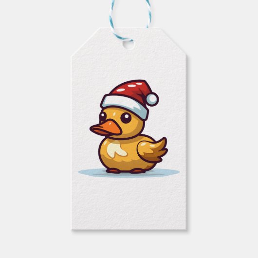 サンタハットのクリスマスダック ギフトタグ (正面)