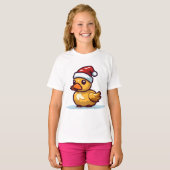 サンタハットのクリスマスダック Tシャツ (正面フル)