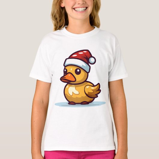 サンタハットのクリスマスダック Tシャツ (正面)