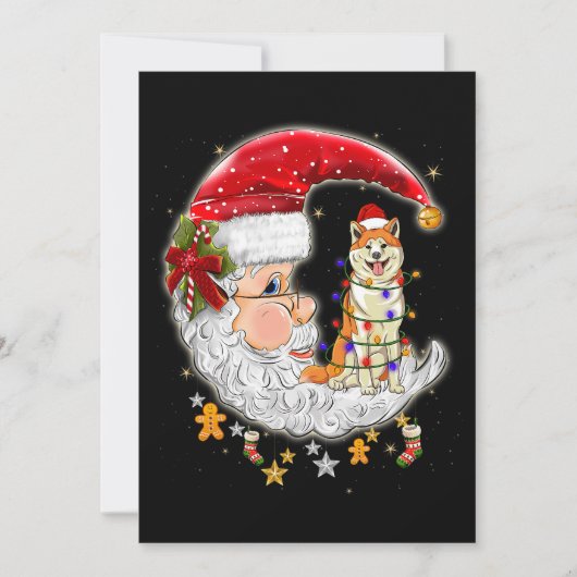 サンタハットのクリスマスツリーが灯る犬・秋田 招待状 (正面)