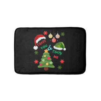 サンタハットのクリスマスツリー バスマット
