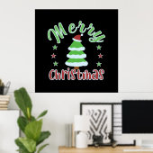 サンタハットのクリスマスツリー ポスター (ホームオフィス)
