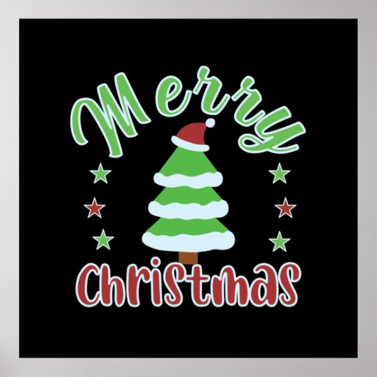 サンタハットのクリスマスツリー ポスター (正面)