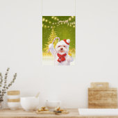 サンタハットのクリスマスドッグ ポスター (キッチン)