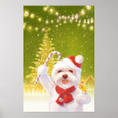 サンタハットのクリスマスドッグ ポスター (正面)