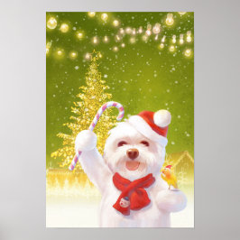 サンタハットのクリスマスドッグ ポスター