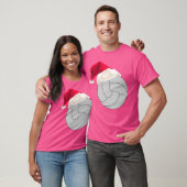 サンタハットのクリスマスバレーボール Tシャツ (ユニセックス)