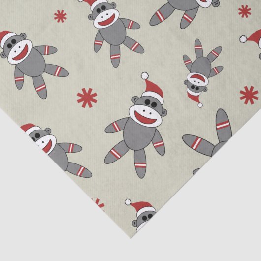 サンタハットのクリスマスパターンを持つかわいい靴下ザル 薄葉紙 (詳細)