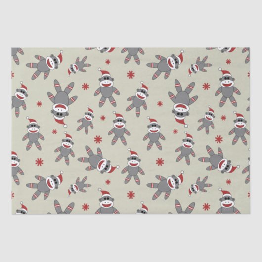 サンタハットのクリスマスパターンを持つかわいい靴下ザル 薄葉紙 (正面)