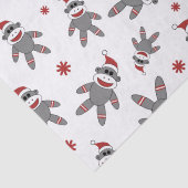 サンタハットのクリスマスパターンを着た靴下のサル 薄葉紙 (詳細)