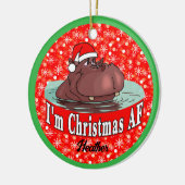 サンタハットのクリスマスヒポタマス – クリスマスAF セラミックオーナメント (左)