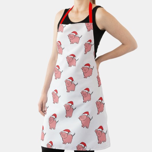 サンタハットのクリスマスピグパターン（の模様が）ある エプロン (インサイチュ)