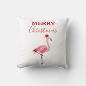 サンタハットのクリスマスピンクのフラミンゴ鳥 クッション (正面)