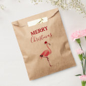サンタハットのクリスマスピンクのフラミンゴ鳥 フェイバーバッグ (封をした状態)