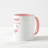 サンタハットのクリスマスピンクのフラミンゴ鳥 マグカップ (正面右)