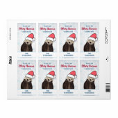 サンタハットのクリスマスプレゼントを着たかわいいカワウソ ラベル (フルシート)