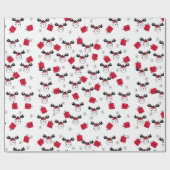 サンタハットのクリスマスプレゼントを贈るかわいいトナカイ ラッピングペーパー (フラット)