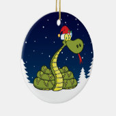 サンタハットのクリスマスヘビ セラミックオーナメント (右)