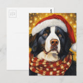 サンタハットのクリスマスベルネーズマウンテンドッグ ポストカード (正面/裏面)