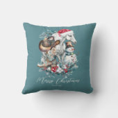 サンタハットのクリスマスホース女性のカーボーイカウボーイブーツ クッション (裏面)