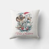 サンタハットのクリスマスホース女性のカーボーイカウボーイブーツ クッション (裏面)