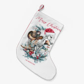 サンタハットのクリスマスホース女性のカーボーイカウボーイブーツ スモールクリスマスストッキング (正面 (吊り時))