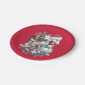 サンタハットのクリスマスホース女性のカーボーイカウボーイブーツ ペーパープレート (アングル)