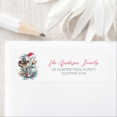 サンタハットのクリスマスホース女性のカーボーイカウボーイブーツ ラベル (インサイチュ)