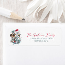 サンタハットのクリスマスホース女性のカーボーイカウボーイブーツ ラベル