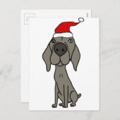 サンタハットのクリスマスマンガに登場する可愛いワイマラードッグ シーズンポストカード (正面/裏面)