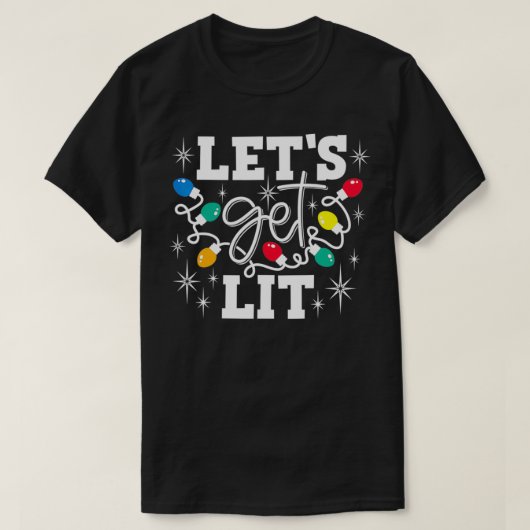 サンタハットのクリスマスライトを飲んで点灯しよう Tシャツ (デザイン正面)