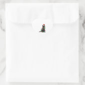 サンタハットのクリスマスライトを飾った黒猫 ハートシール (バッグ)