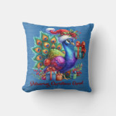 サンタハットのクリスマス孔雀デリバリー応援 クッション (正面)