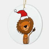 サンタハットのクリスマス漫画に登場するかわいいライオン セラミックオーナメント (左)