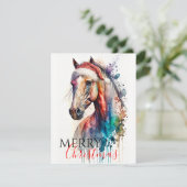 サンタハットのグリーティングカードに登場するメリークリスマスホース 招待状 (スタンド正面)