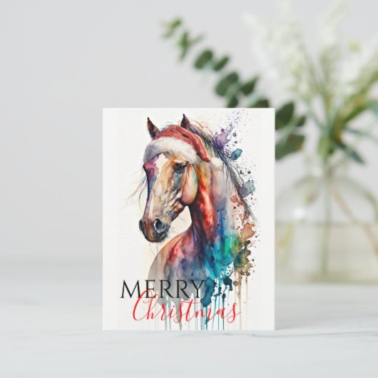 サンタハットのグリーティングカードに登場するメリークリスマスホース 招待状 (スタンド正面)