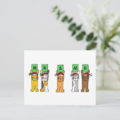 サンタハットのゲイ·クリスマスの猫たち シーズンポストカード (スタンド正面)