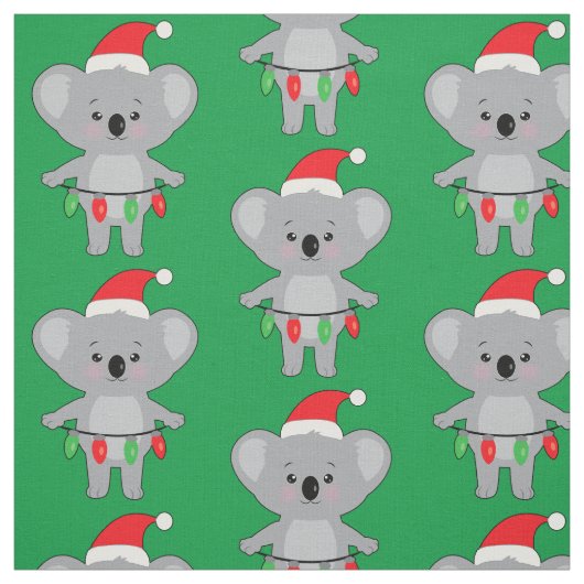 サンタハットのコアラ飾とクリスマス ファブリック (見本)