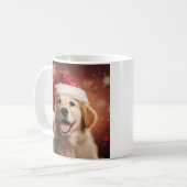 サンタハットのゴールデンレトリバー コーヒーマグカップ (正面左)