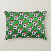 サンタハットのサッカーボールパターン（赤） アクセントクッション (正面)