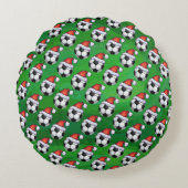 サンタハットのサッカーボールパターン（赤） ラウンドクッション (正面)