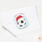 サンタハットのサッカーボール、メリークリスマス ラウンドシール (封筒)