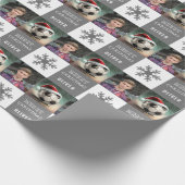 サンタハットのスノーフレーク写真とサッカーボール ラッピングペーパー (角)