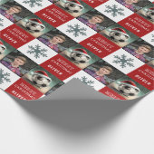 サンタハットのスノーフレーク写真とサッカーボール ラッピングペーパー (角)