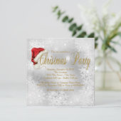 サンタハットのスノーフレーク·クリスマス·パーティーの催し 招待状 (スタンド正面)