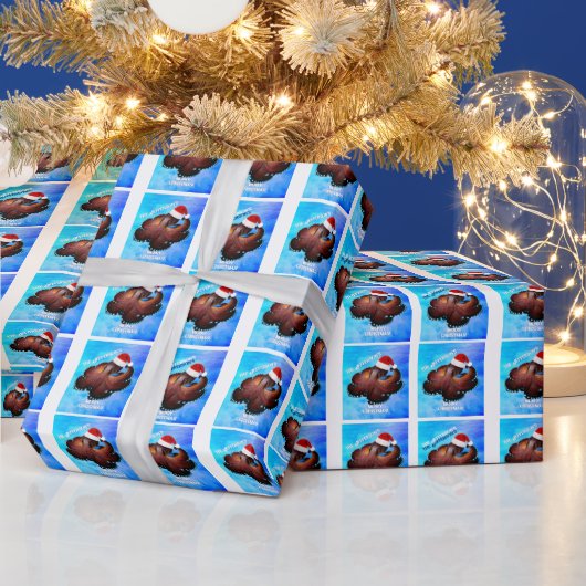 サンタハットのタコ ラッピングペーパー (クリスマス)