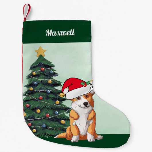 サンタハットのテール付き可愛いクリスマスコカスタムルギ スモールクリスマスストッキング (正面)